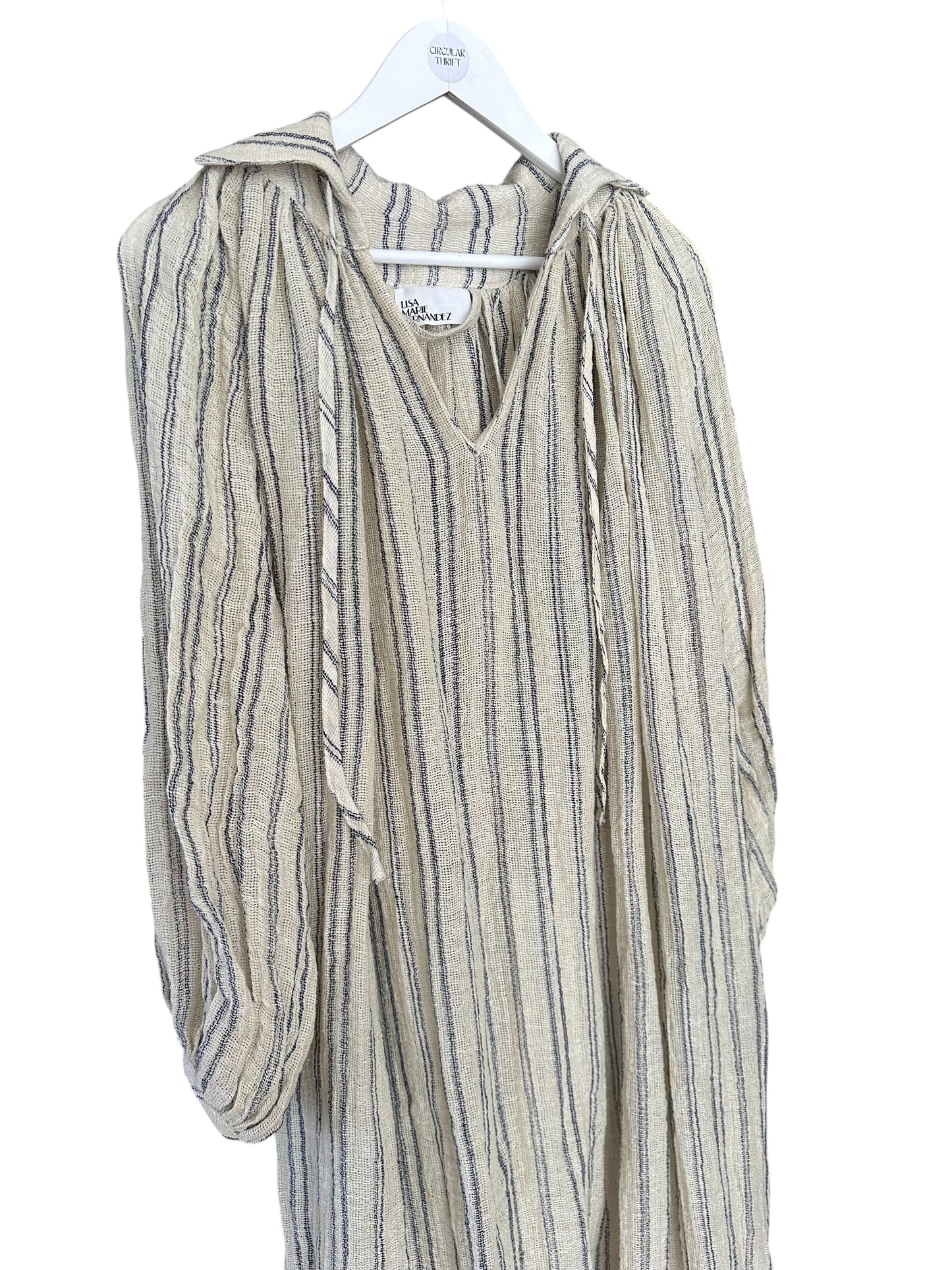 Lisa Marie Fernandez the poet dress in natural & navy striped chios gauze Size 1