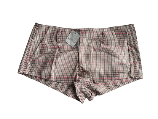 Free People Plaid Low Waisted  Micro Shorts - Size 4 UK 8 - Tan Pink RRP 68