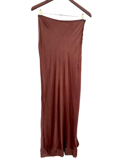 Free People Brown Low Waist Slip Maxi Skirt with Lace Trim - Size S
