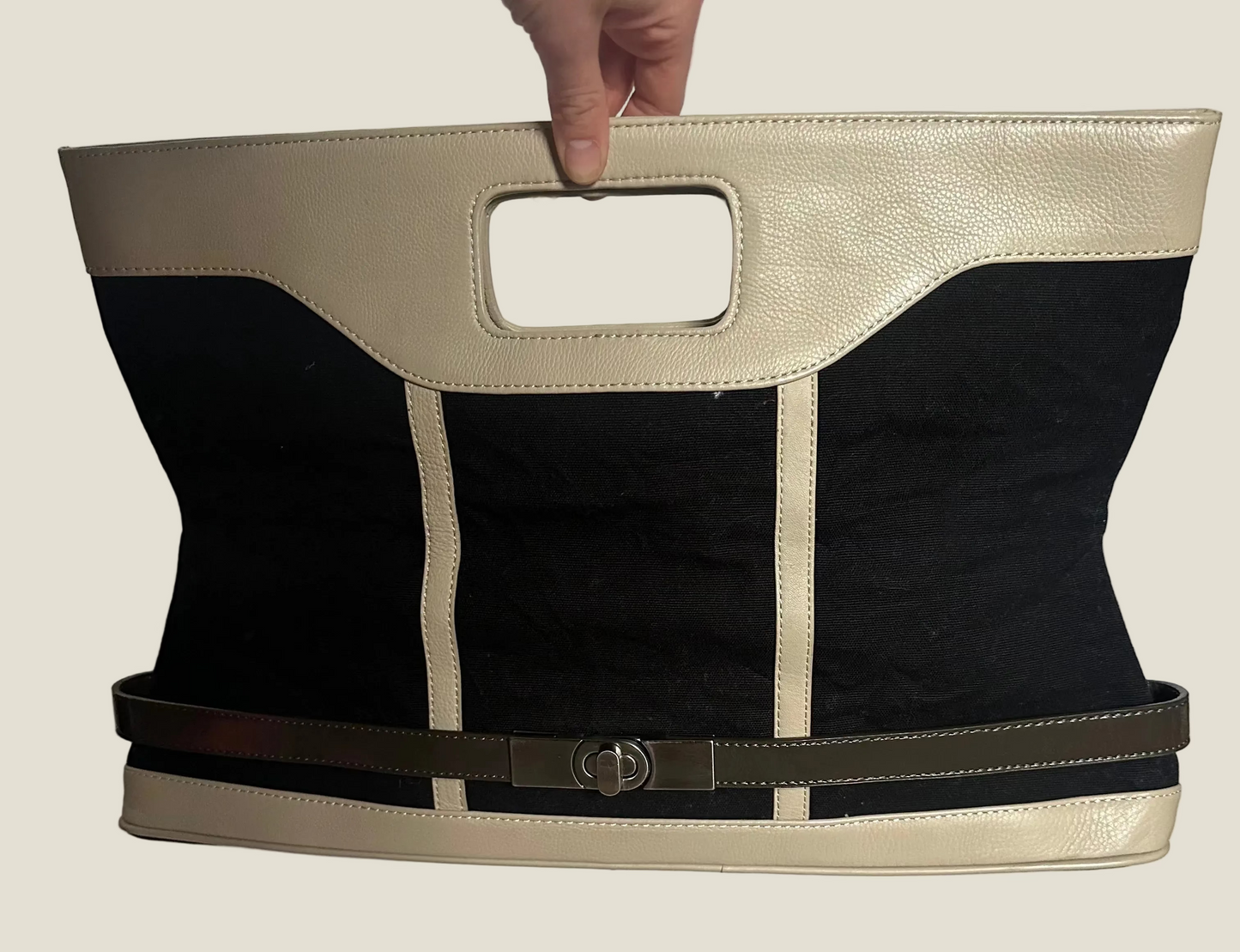 Bcbgmaxazara 2 Way Clutch Handbag - Black / Beige / Silver