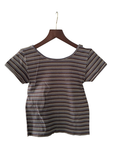 Urban Outfitters iets frans.. Scoop Neck Seamless Brown Blue White Stripes - Size XL