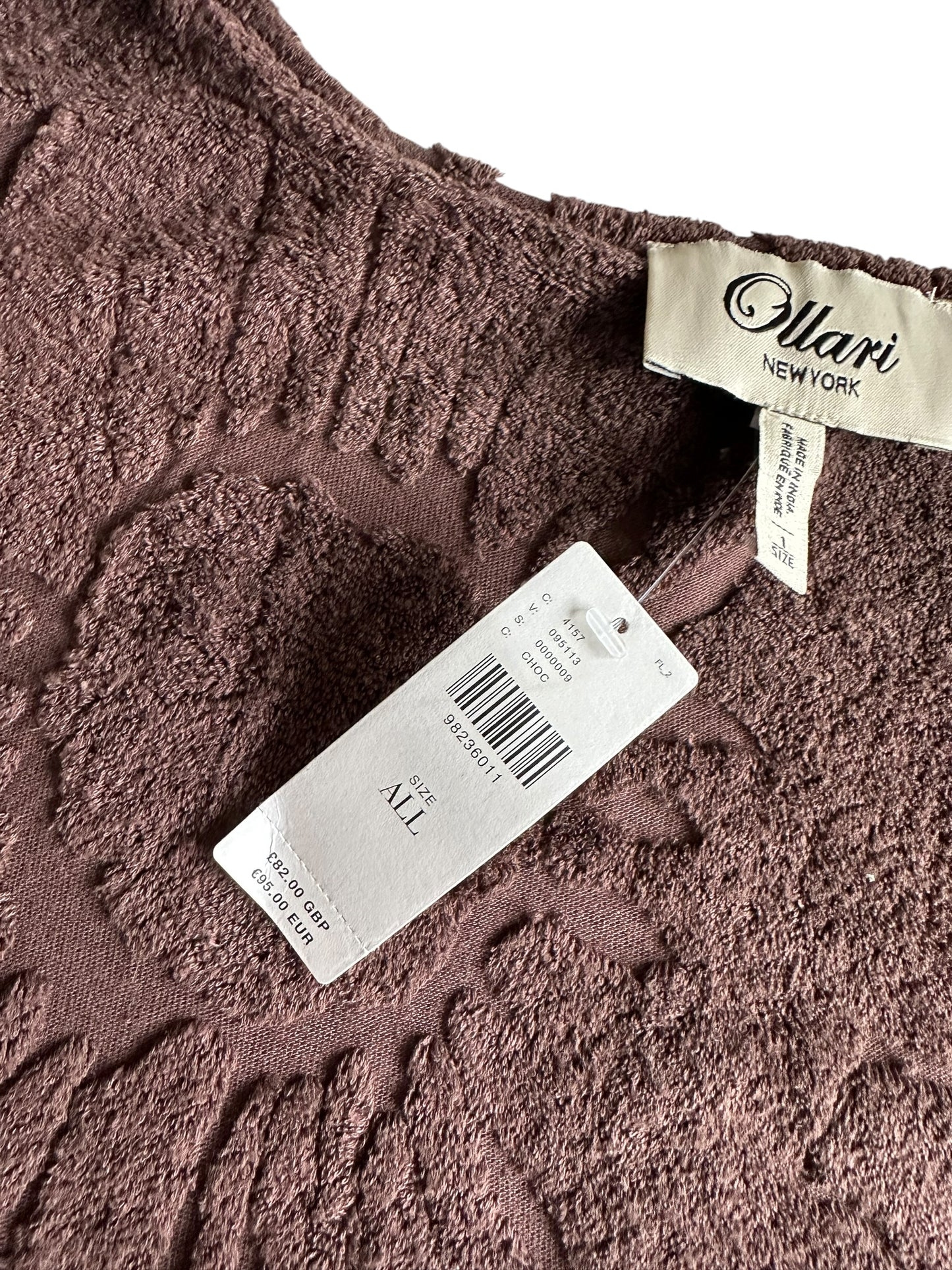 Anthropologie Brown Cropped Ollari Terry Textured Towelling Poncho Top - One Size (uk 8/10) RRP 82