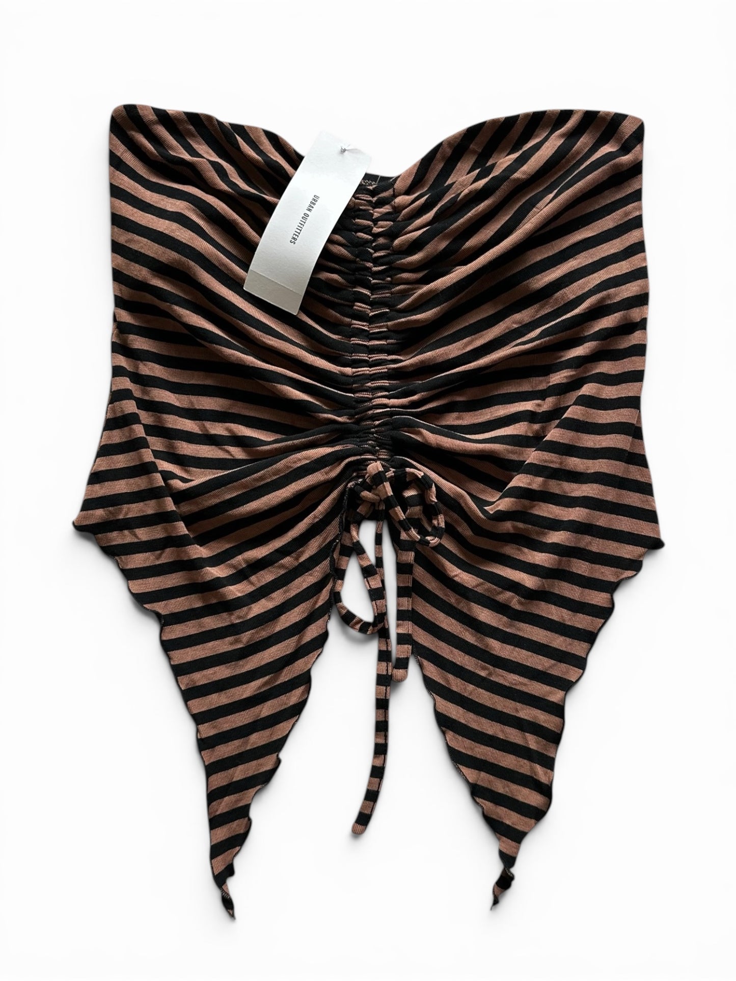 Striped Bandeau Top - Urban Outfitters Off Shoulder Drawstring Crop Shirt Size M