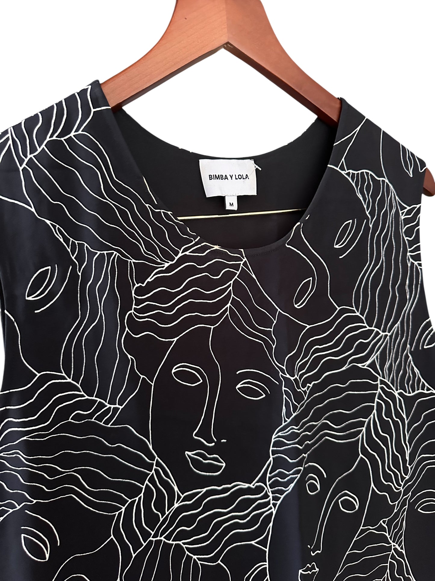 Bimba y Lola Black White Contrast Face Dress - Size M