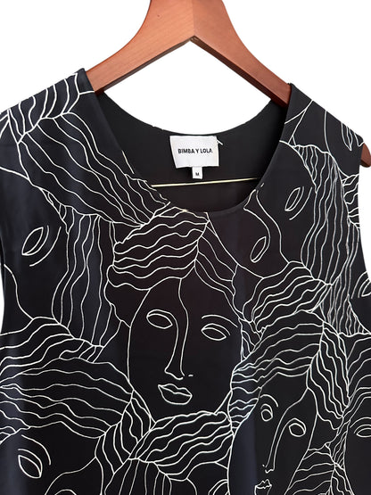Bimba y Lola Black White Contrast Face Dress - Size M