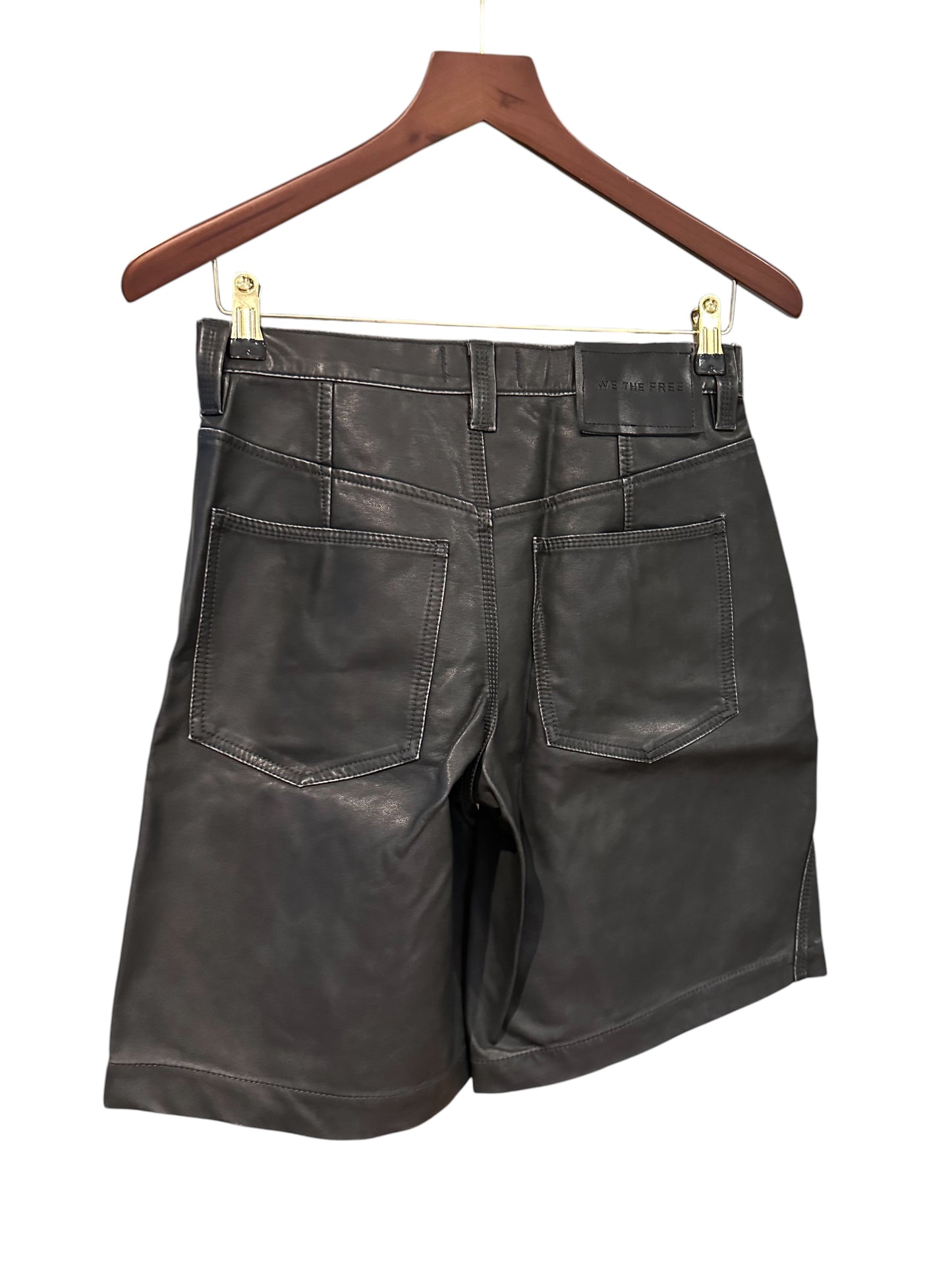 Free People We The Free Dylan Vegan Long Shorts - Black Charcoal Grey Combo - Size 24 UK 4