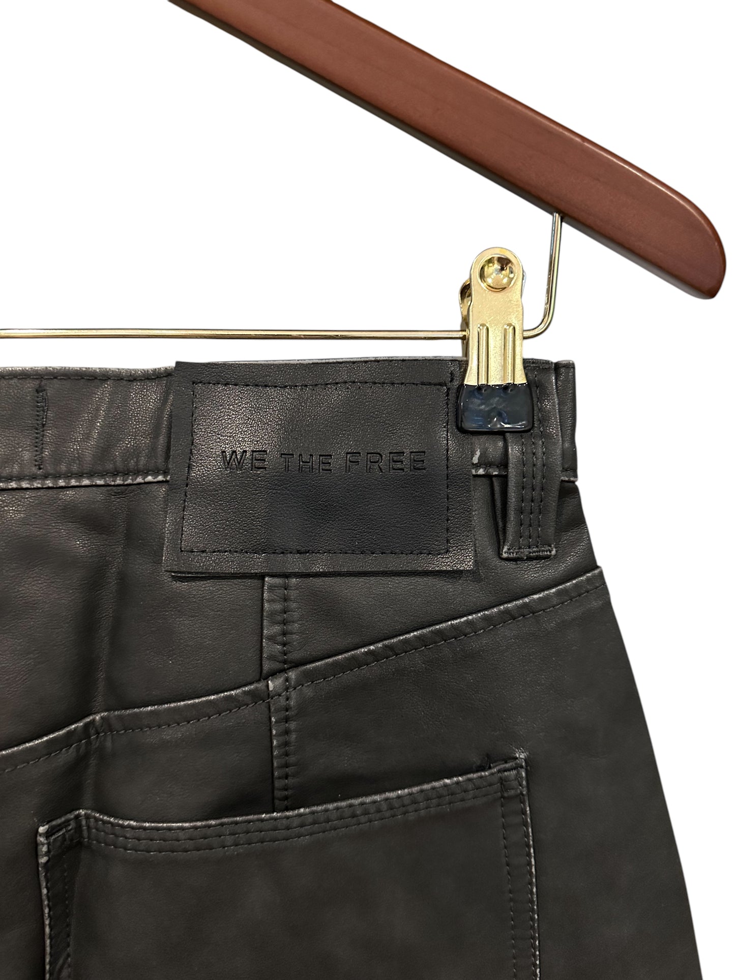 Free People We The Free Dylan Vegan Long Shorts - Black Charcoal Grey Combo - Size 24 UK 4