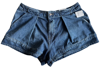 Free People We The Free Blue CRVY Low Ryder Shorts - W33 UK 16