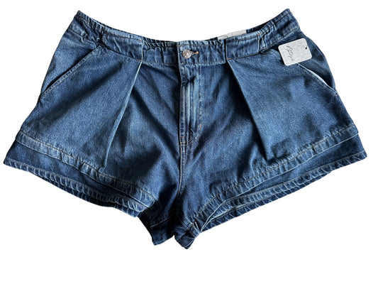 Free People We The Free Blue CRVY Low Ryder Shorts - W33 UK 16