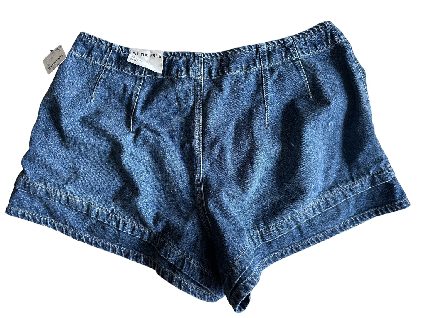 Free People We The Free Blue CRVY Low Ryder Shorts - W33 UK 16