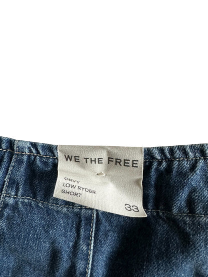 Free People We The Free Blue CRVY Low Ryder Shorts - W33 UK 16
