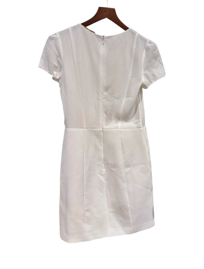 Maje Short Sleeve Structured Lace Panel Mini Dress - White / Size 1 / UK 8