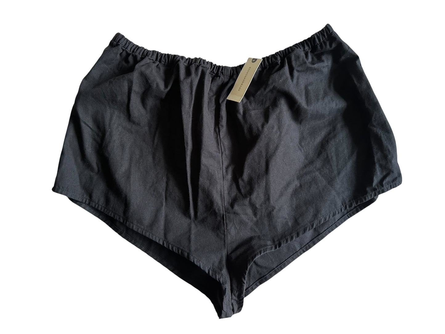 Anthropologie Black Cotton / Linen Mini Shorts - Size L - RRP 48