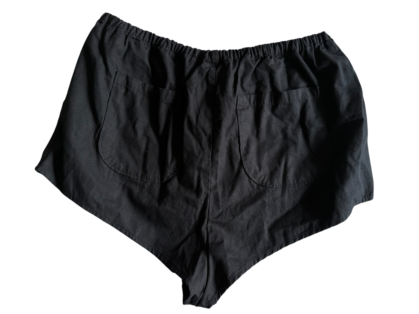 Anthropologie Black Cotton / Linen Mini Shorts - Size L - RRP 48