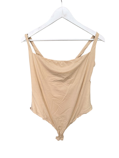 Fits Everybody Square Neck Thong Bodysuit Sand Size 3X