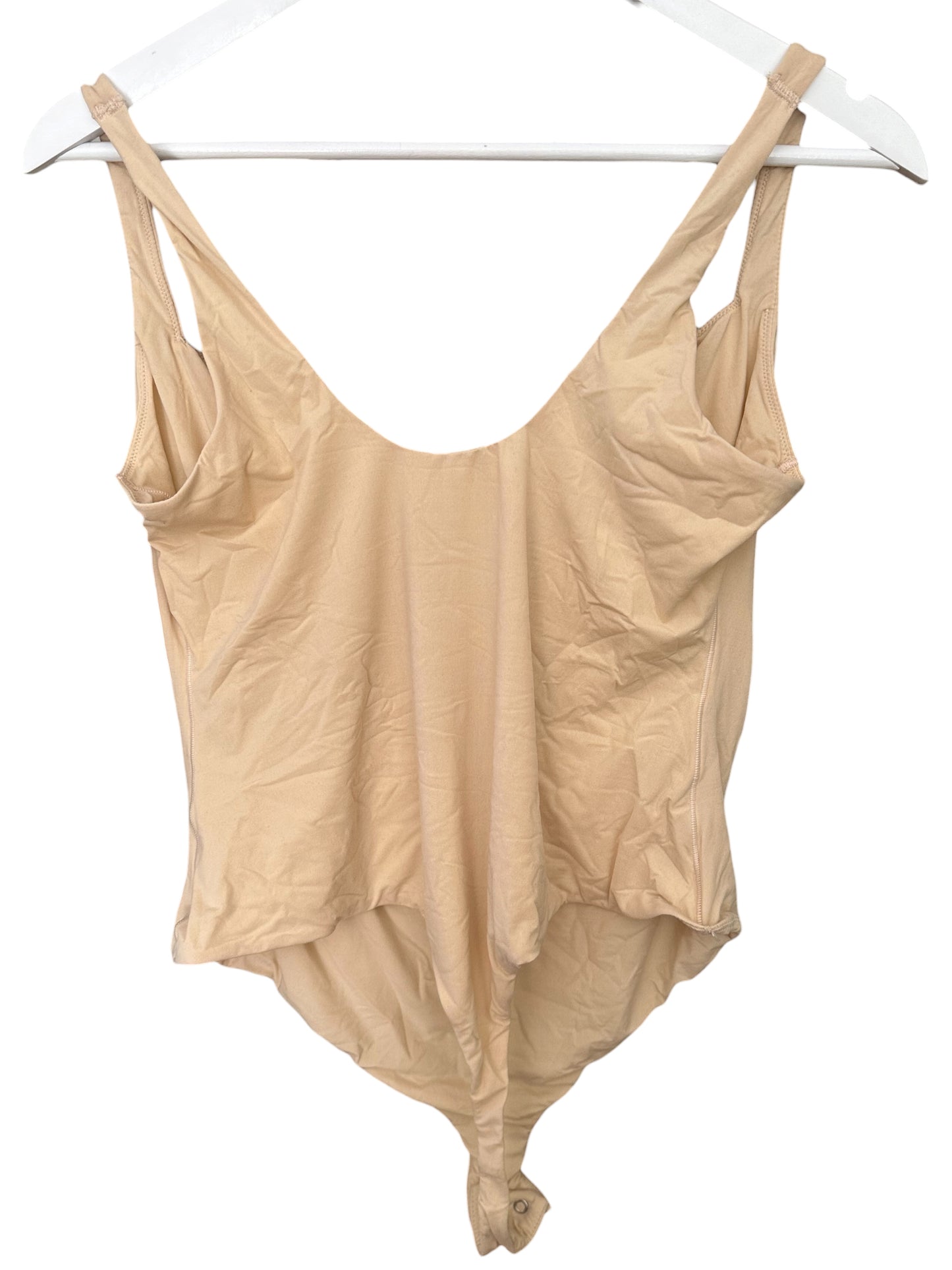 Fits Everybody Square Neck Thong Bodysuit Sand Size 3X