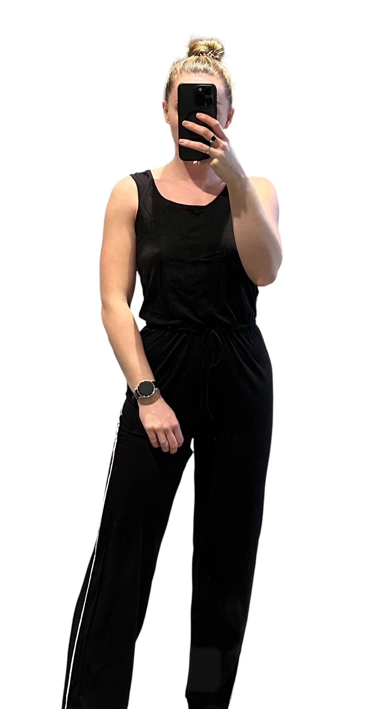 The White Company Black Jumpsuit With White Stripe - Size UK 8 RRP 89