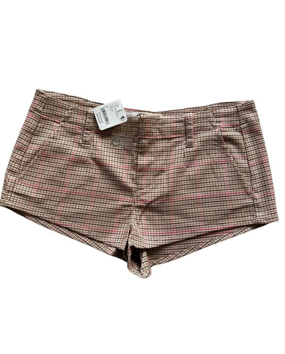 Free People Plaid Low Waisted Micro Shorts' - Size 8 UK 12 - Tan RRP 68