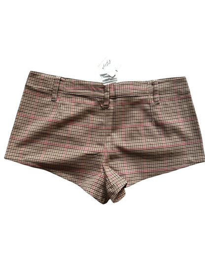 Free People Plaid Low Waisted Micro Shorts' - Size 8 UK 12 - Tan RRP 68