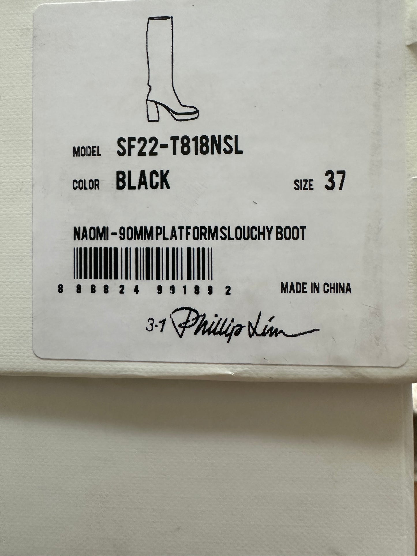 RRP 930 3.1 Phillip Lim Platform Black Leather Slouchy Boot size 37/UK4