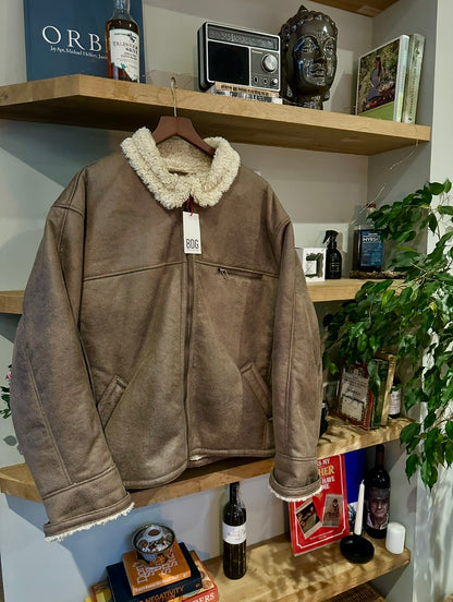 Urban Outfitters Brown Faux Shearling Borg Aviator Jacket  - Size L RRP 89