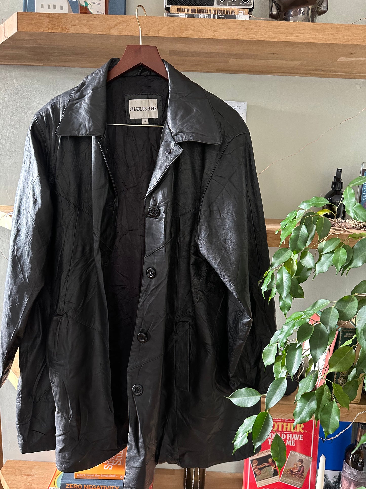 Vintage Charles Klein Genuine Leather Trench Coat - Size 2X