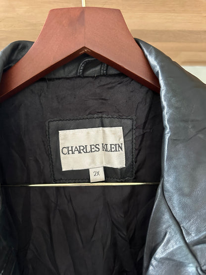 Vintage Charles Klein Genuine Leather Trench Coat - Size 2X