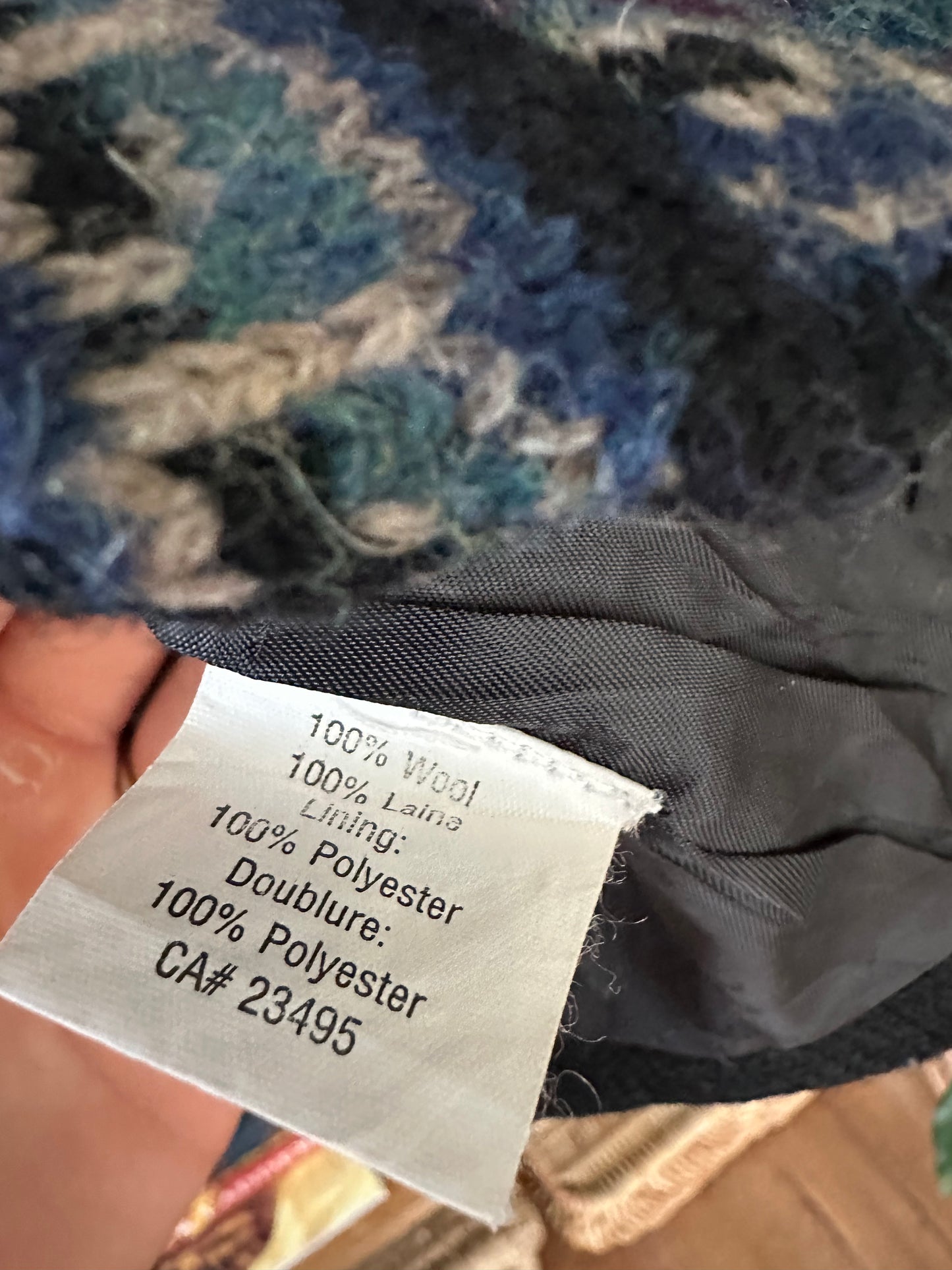 Vintage Icelandic Design 100% Wool Cardigan Blue Beige - Size L