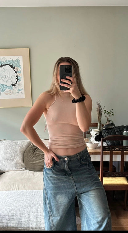 Free People Always Ready Fitted Turtleneck Tank Top in Rose Size XS/S