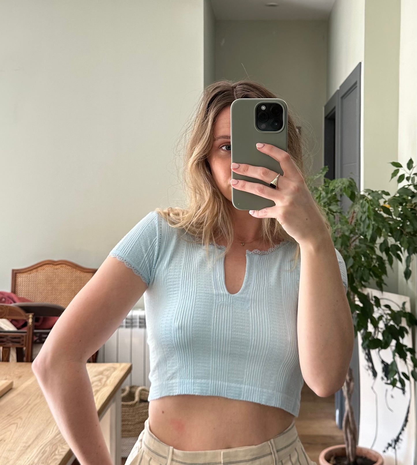 Urban Outfitters ‘Out From Under’ Cap Sleeve Cropped Cami Top -  Light Blue Size XL