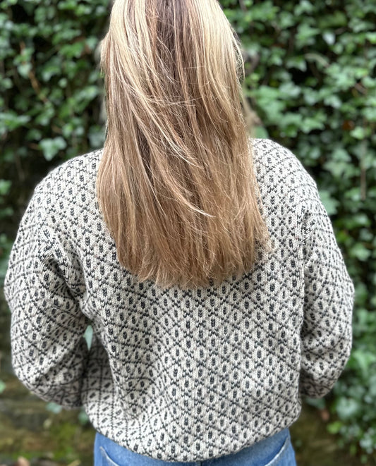 Vintage L.L. Bean Nordic Wool Cardigan in Grey Brown - Size S