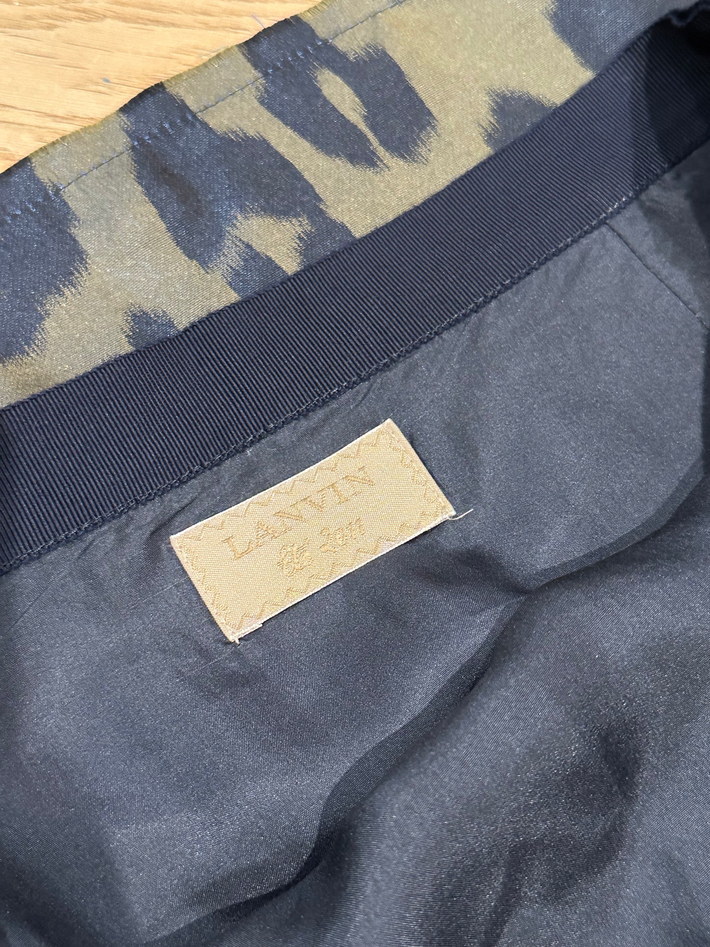 Lanvin Green Black Leopard-Print Silk Above The Knee Skirt - Size 38 / UK 10