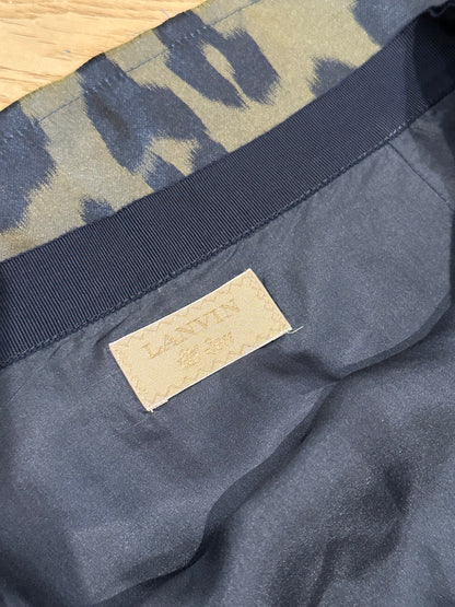 Lanvin Green Black Leopard-Print Silk Above The Knee Skirt - Size 38 / UK 10