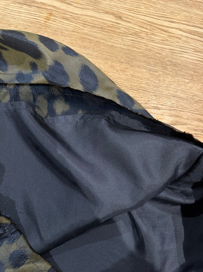 Lanvin Green Black Leopard-Print Silk Above The Knee Skirt - Size 38 / UK 10