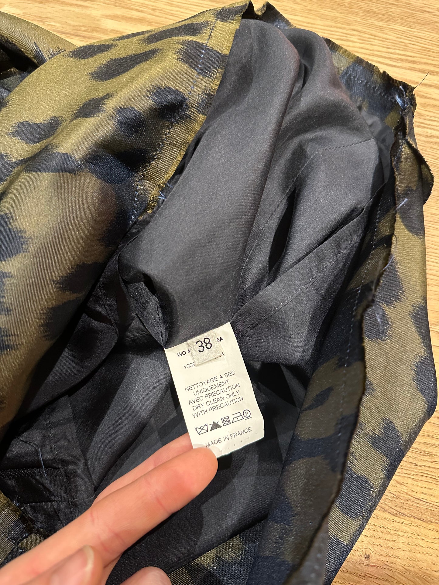 Lanvin Green Black Leopard-Print Silk Above The Knee Skirt - Size 38 / UK 10