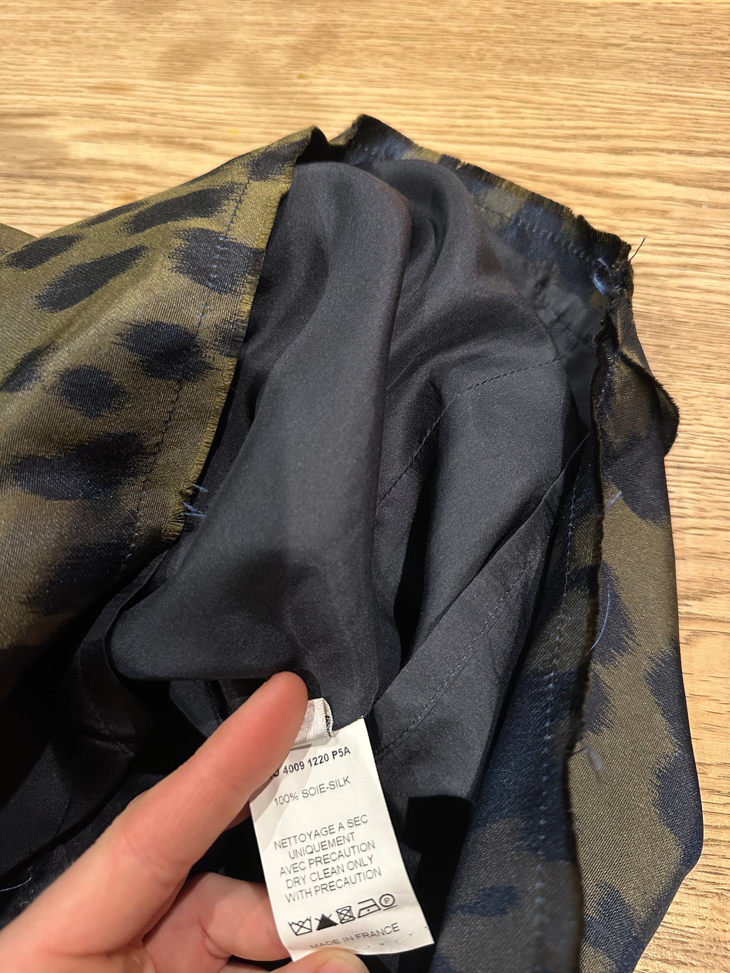 Lanvin Green Black Leopard-Print Silk Above The Knee Skirt - Size 38 / UK 10