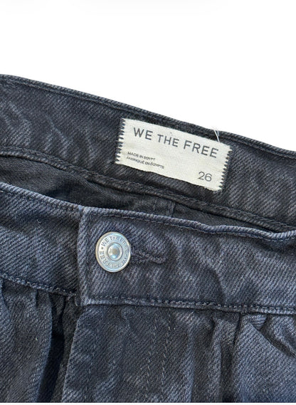 Free People Black Denim Mid Waist Micro Mini Skirt / Skort - Size 26