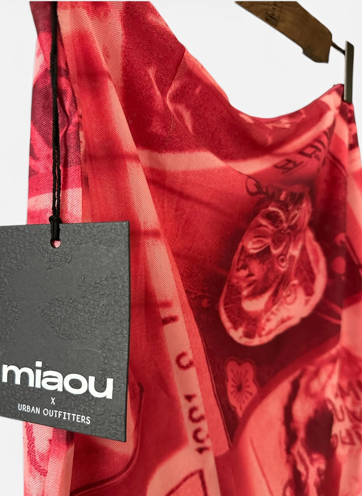 Miaou x Urban Outfitters Red Pink Moni Stamp Mini Skirt - Size XXL