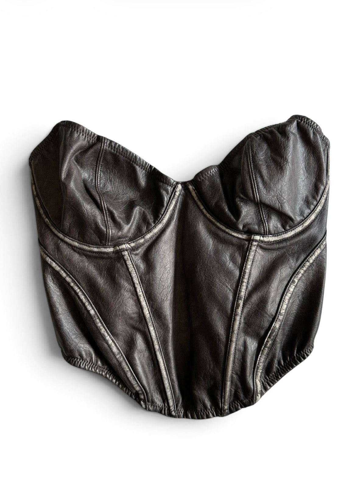 Urban Outfitters Brown Distressed Faux Leather Corset Top - Size 34D