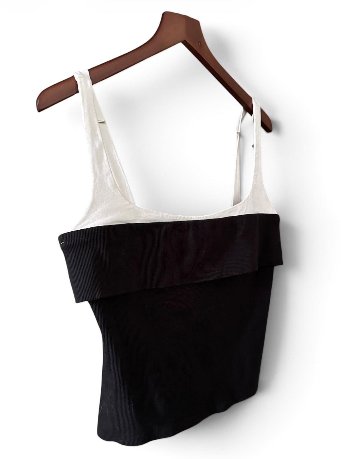 By Anthropologie Twofer Tank & Tube Top Black White Ribbed Top - Size L