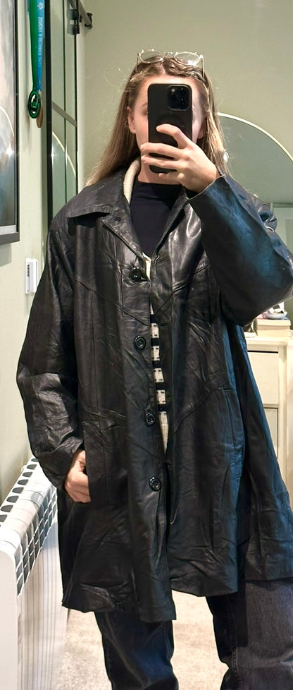Vintage Charles Klein Genuine Leather Trench Coat - Size 2X
