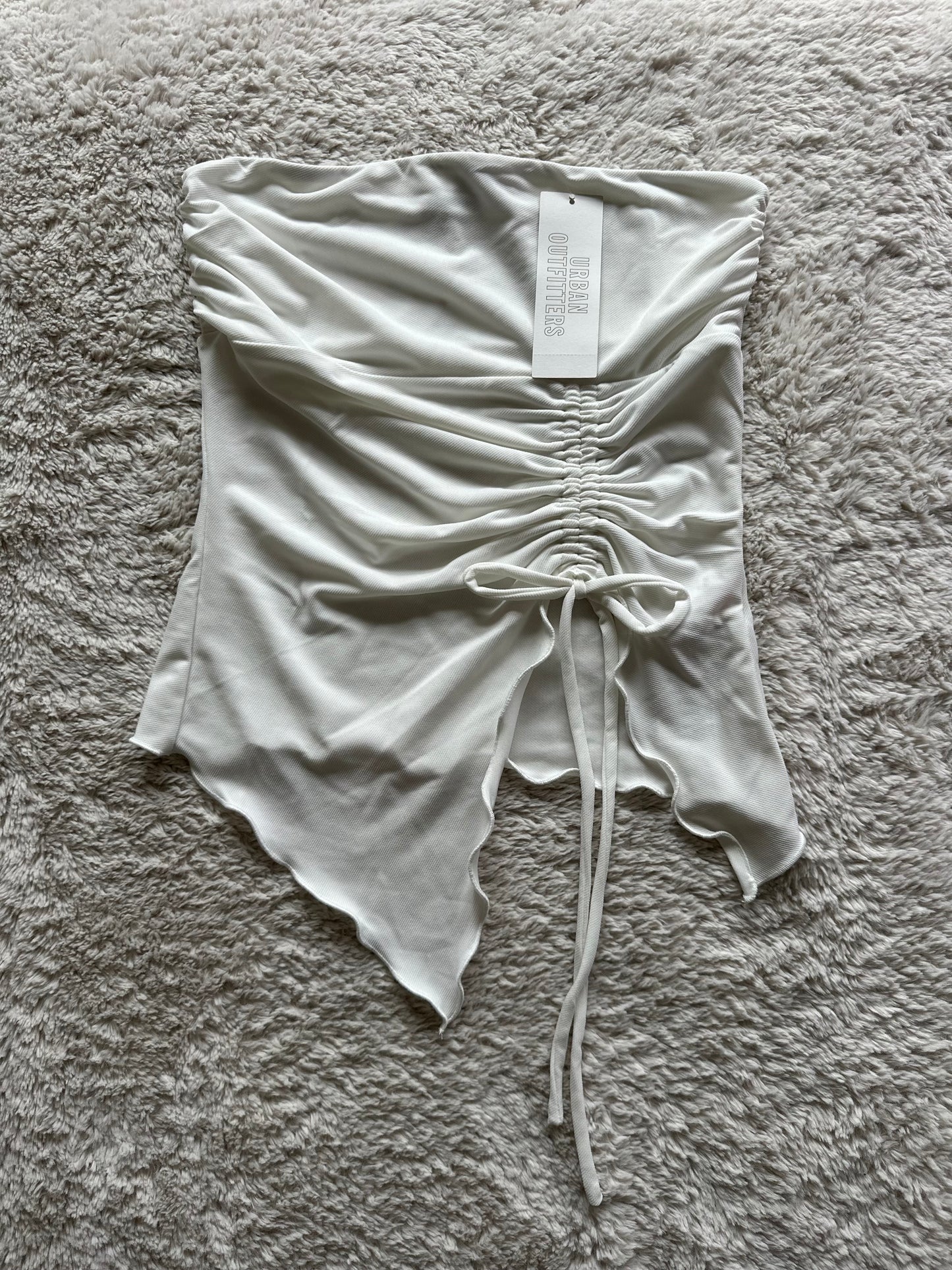 Urban Outfitters Silence + Noise White Rem Bandeau Summer Asymmetrical Ruched - Size S