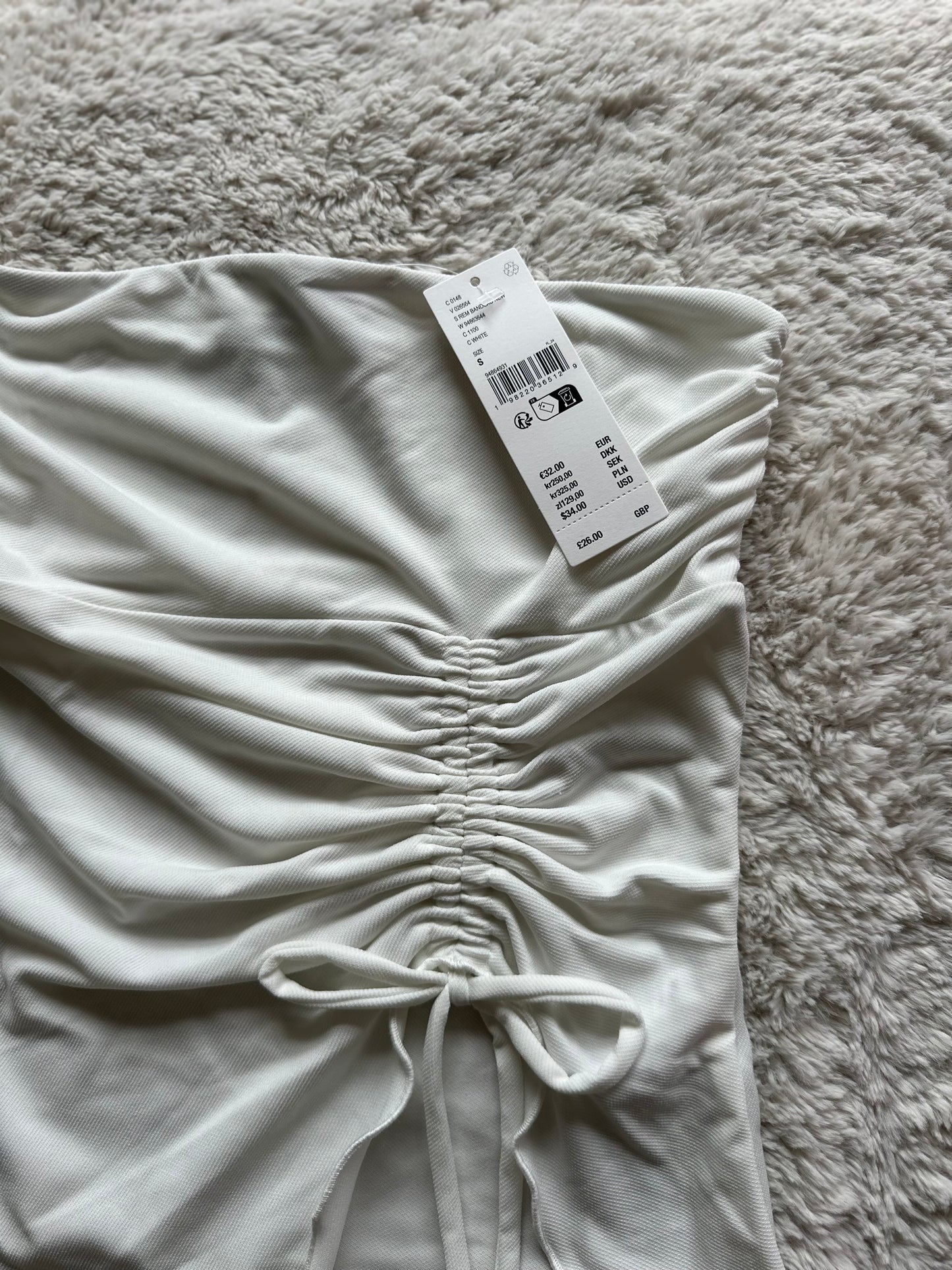 Urban Outfitters Silence + Noise White Rem Bandeau Summer Asymmetrical Ruched - Size S