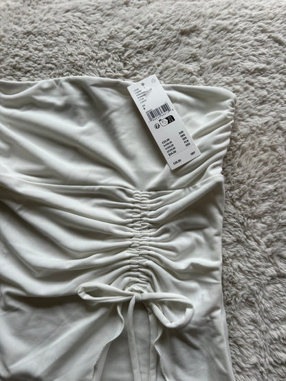 Urban Outfitters Silence + Noise White Rem Bandeau Summer Asymmetrical Ruched - Size S