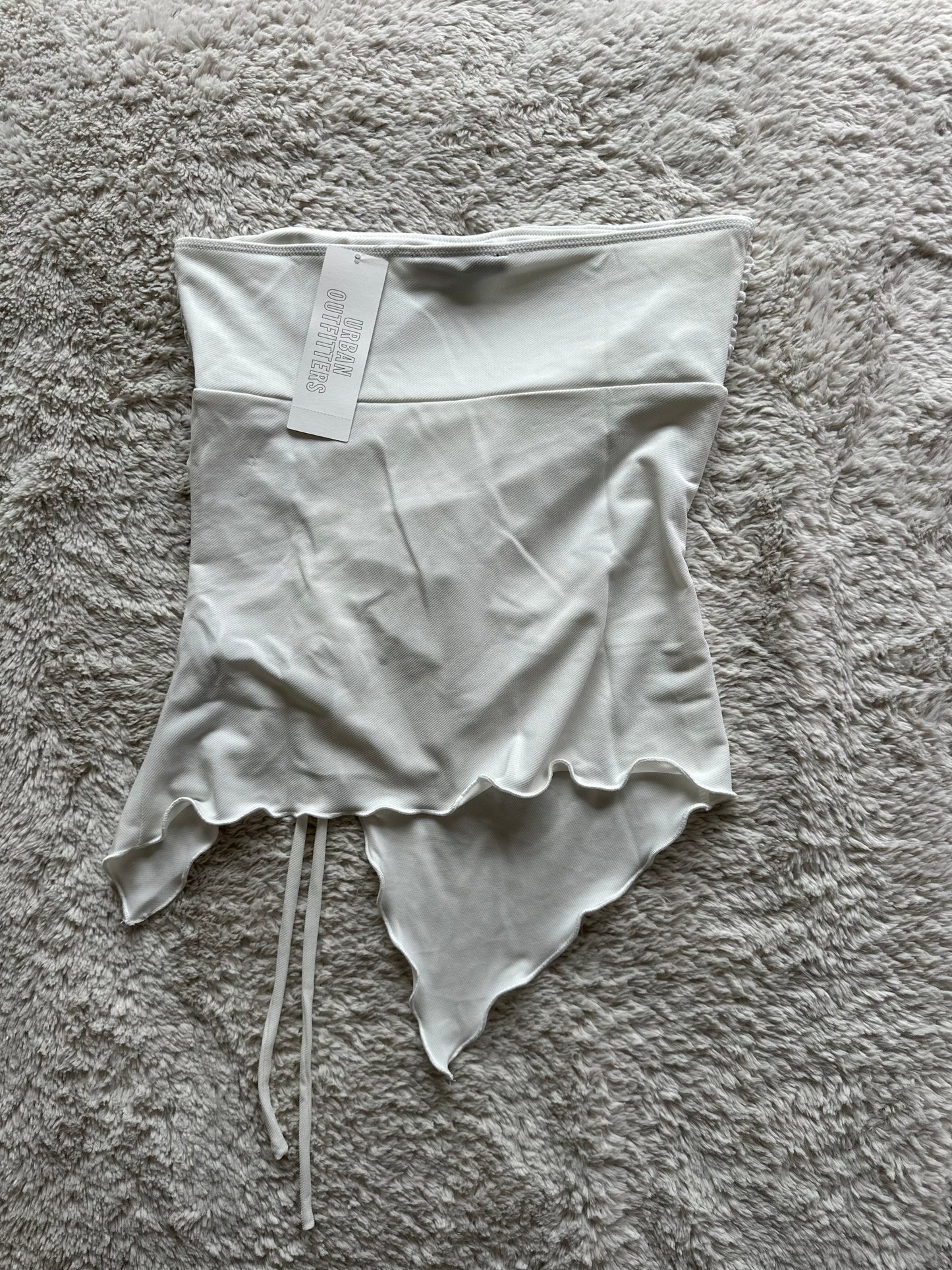 Urban Outfitters Silence + Noise White Rem Bandeau Summer Asymmetrical Ruched - Size S