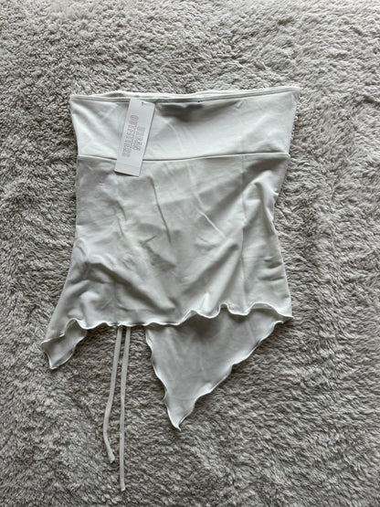 Urban Outfitters Silence + Noise White Rem Bandeau Summer Asymmetrical Ruched - Size S